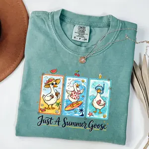 Comfort Colors Just A Summer Goose Shirt Funny Beach Animal Graphic Tee Cute Vacation Outfit Womenswear & Underwear - Women's Tops - T-Shirts