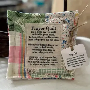 Mini Prayer Blanket with Cross Inside, Handmade Pocket Prayer Blanket, Colorful Symbolism Poem Blanket, Vintage Style, Prayer Quilt, Prayerful