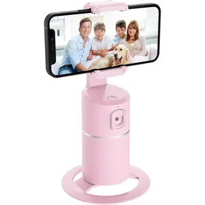 Auto  Phone Holder,360? Rotation   Track Mount, Tripod for Vlog  Live Streaming,Build-in ,No APP Required(Pink)...