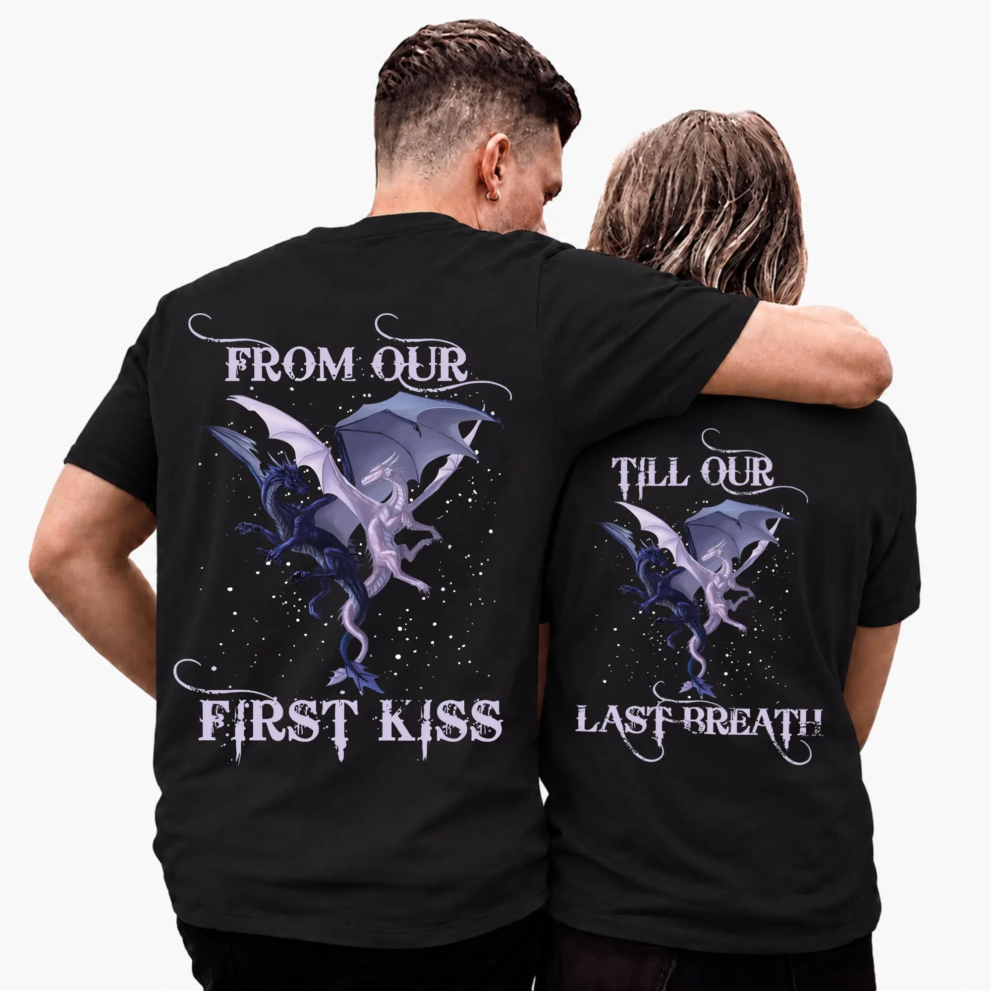 From Our First Kiss Till Our Last Breath Dragon Couple Matching Couple Apparel, Graphic T-Shirt Sweatshirt Hoodie for Women and Men, Romantic Gift, Cotton Unisex