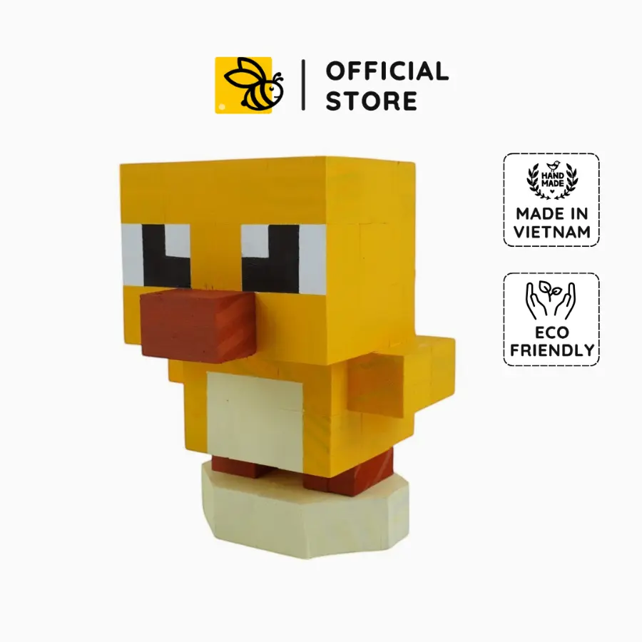 Yellow Duck Wooden Model, Unique Yellow Duck Pixel Block, DIY Minecraft decor, Custom Handmade Gift & DIY Coloring Kit, Gift for him, Gift for her