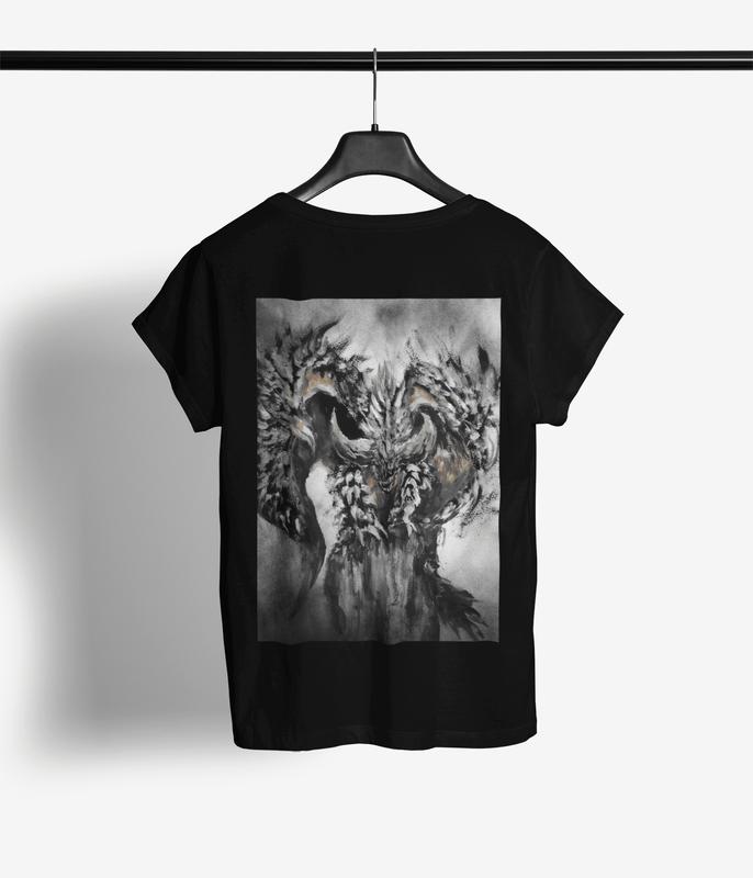 Monster Hunter Watercolor Dragon T-Shirt | Artistic Brushstroke Print | Premium Cotton Tee for Gamers & Fantasy Fans