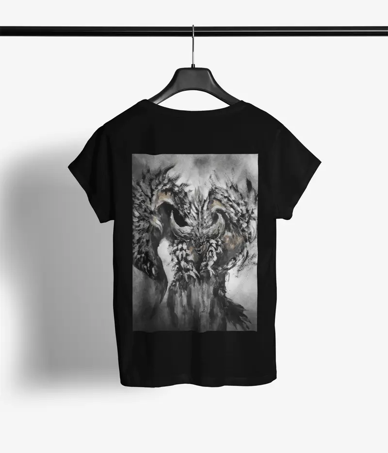 Monster Hunter Watercolor Dragon T-Shirt | Artistic Brushstroke Print | Premium Cotton Tee for Gamers & Fantasy Fans