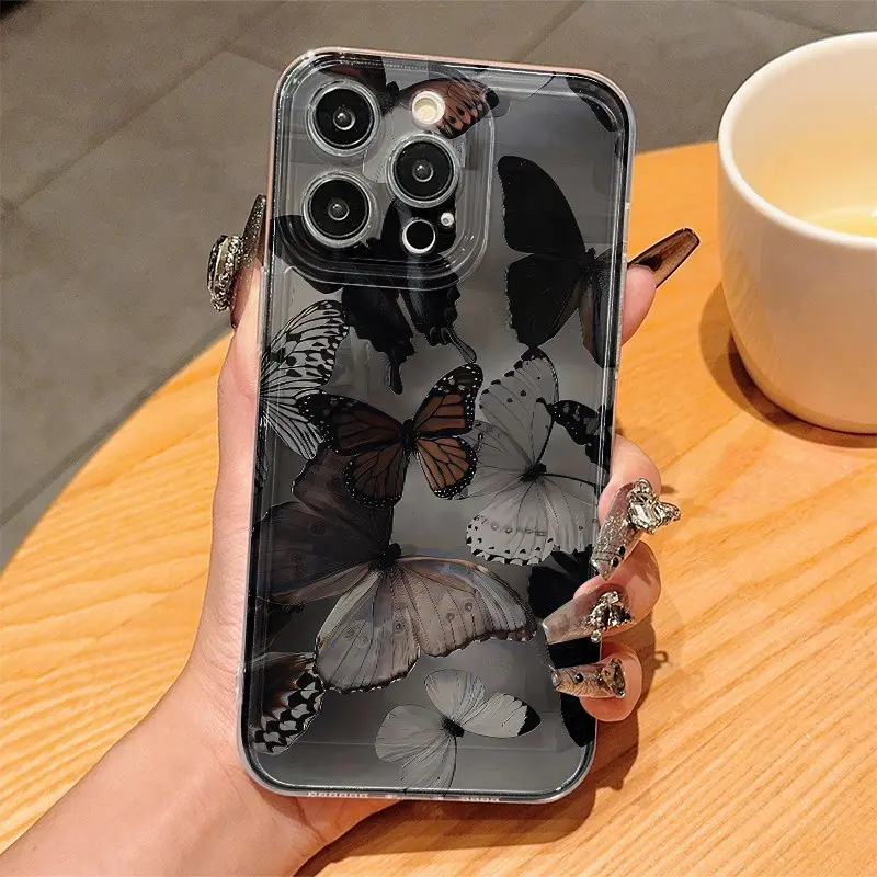 Transparent Retro Butterfly Pattern Tpu Phone Case for iPhone 6/7/8/x/XS/XR/XS Max, Anti-Drop Shockproof Full Coverage, Gift for Women