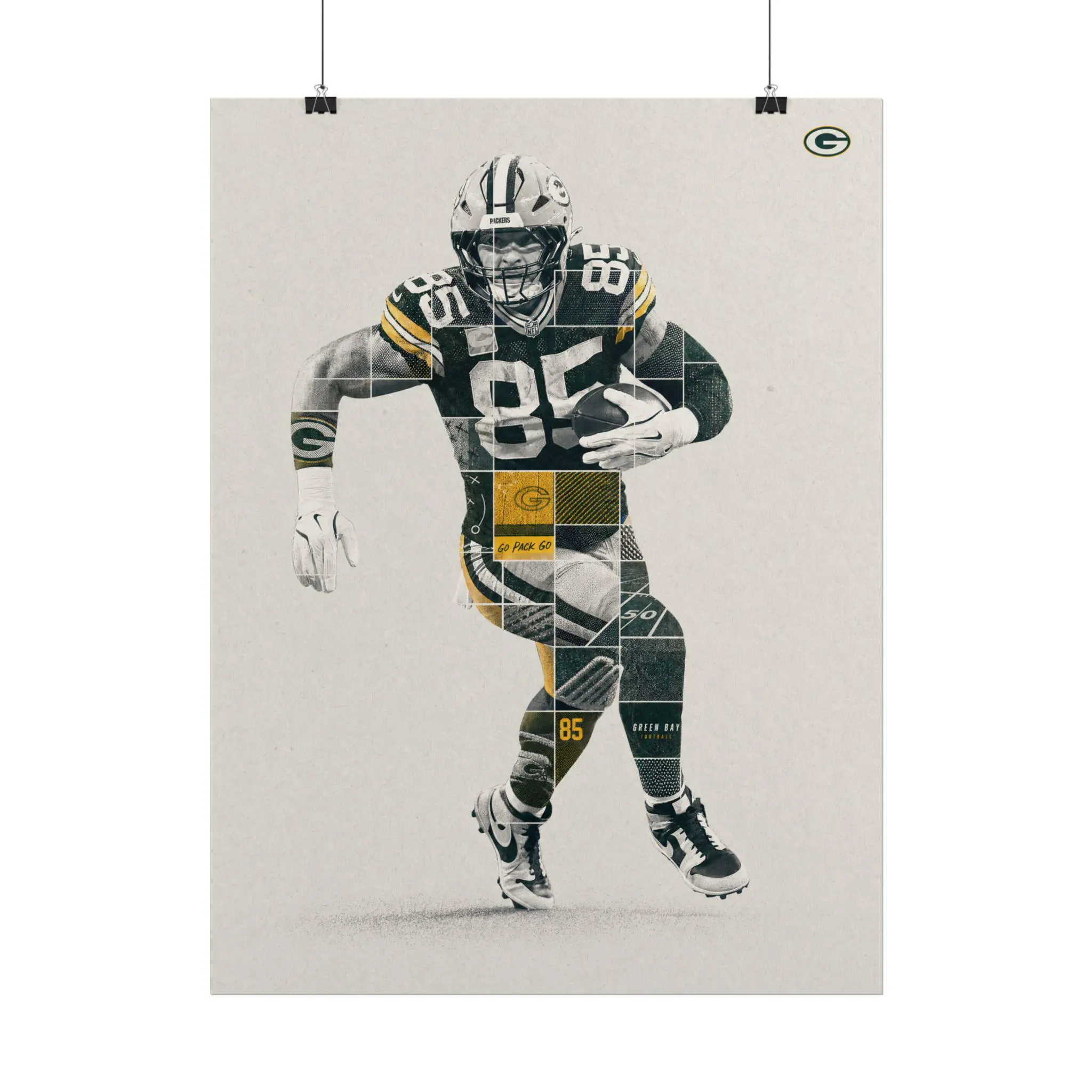 Tucker Kraft Art Poster, Packers Wall Art, NFL Football Print, Sports Fan Gift, Bedroom Decor