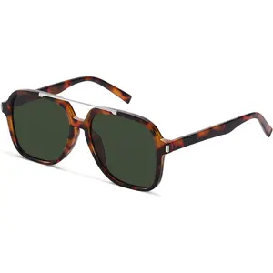 Trendy vitor Sunglsses for Women Men Clssic 70s Retro Double Bridge Squre  Sun glsses Vintge Shdes 2258