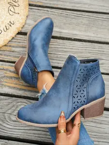 Multicolor Hollow Out Short Boots Women's, Vintage Blue Highlighting Skin Tone, Milk Gentle, Caramel Commuter Fit, Rubber