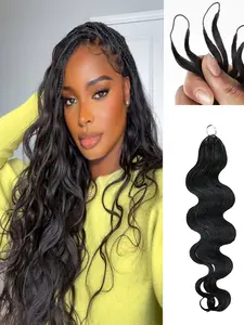 Extensions Human Hair Knotless Body Wave Pre-Separated Crochet Hair Feather Crochet Braid Hair Extensions Natural Color