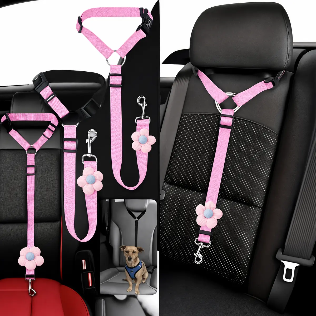 Pawzseek Car SUV suitable for 1pc dog seat belt, used for vehicle safety, pet car rope safety rope, seat belt for dogs in the car, dog seat belt buckle, dog car seat belt Harness Straps Christmas gift