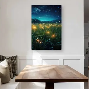 MWW C1MP2436DDG8VS 24 x 36 in. Fireflies at Night - Black Metal Print Wall Art for Home Decor
