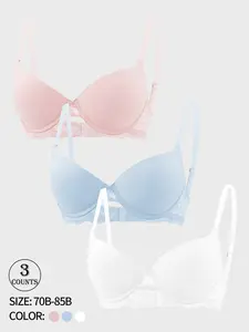 2/3/4/5/6 Pack / 6 colors Women's Lace Push-Up Underwire Bra with Adjustable Straps, 70B-85B, for Daily Casual / Dating / Commuting, Three-Row Two-Hook Back, Three-Quarter Fixed Cups, Comfortable, Skin-Friendly, Breathable, High-Support Women's Bra