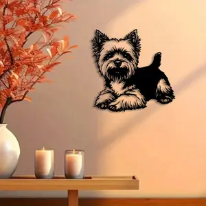 1pc Yorkie Metal Wall Art, Yorkie Statue Mural, Perfect for Living Room Wall, Christmas Decor, Modern Home Decor, Ideal Gift for Dog Lovers, Durable Metal, Artwork, Home Decor Accessory