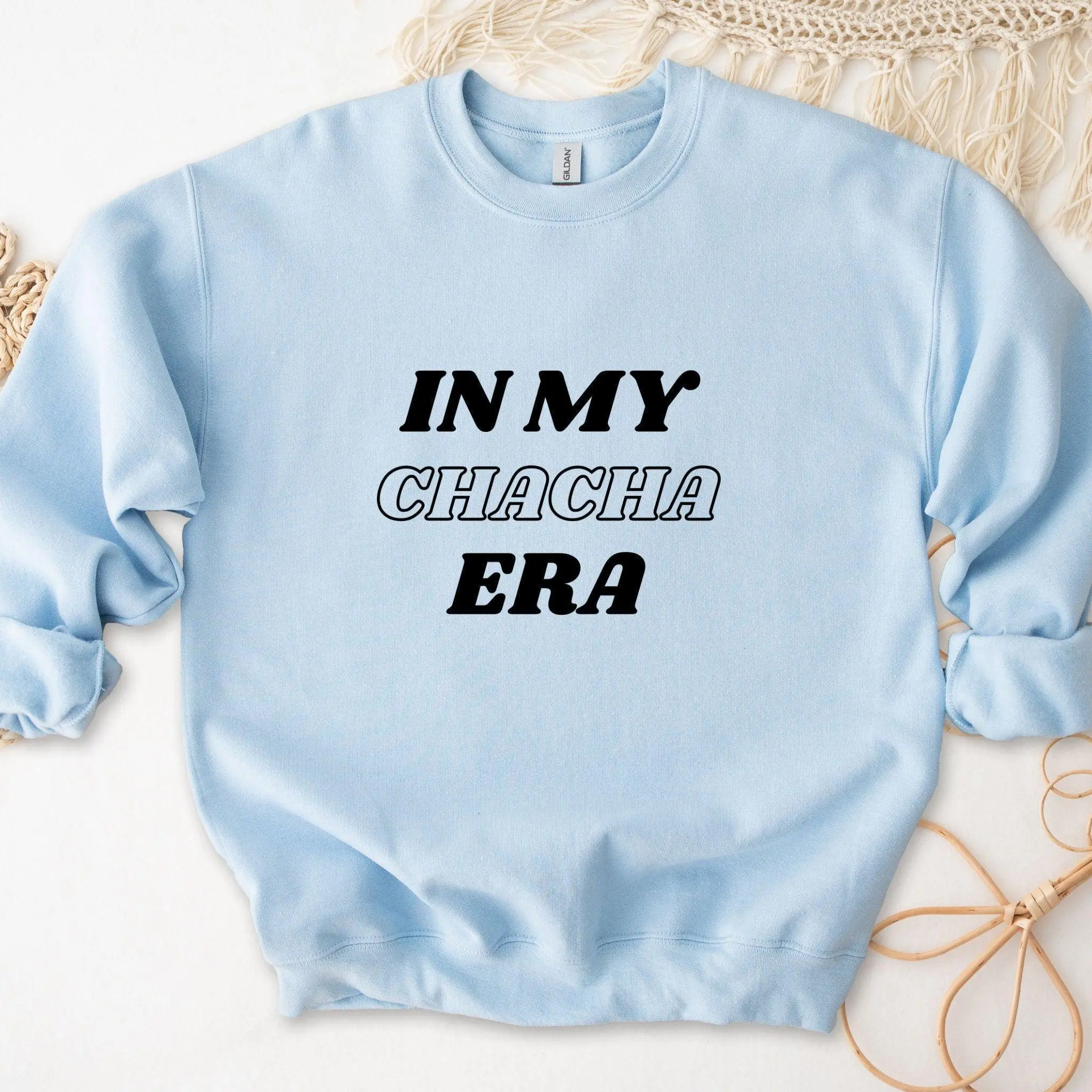 In My Chacha Era Sweatshirt by Humraha | Desi Arab Muslim Fashion Apparel Gifts for Ramadan Eid Nikkah Wedding Couples Families New Moms Aunts Uncles Grandparents | Pakistan India Bangladesh Palestine Lebanon Egypt Syria