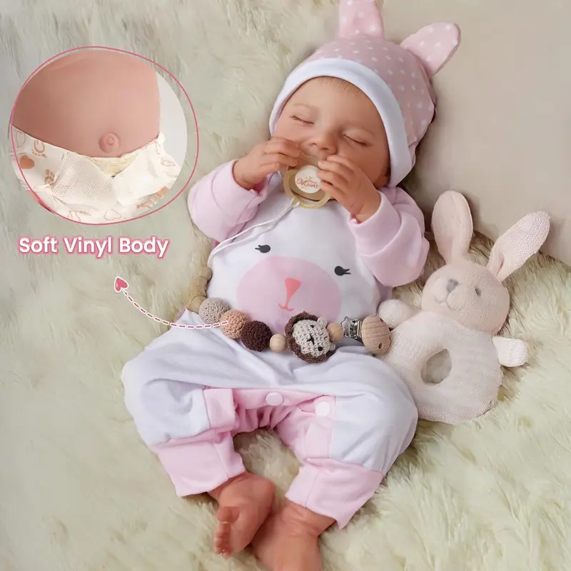 BABESIDE 20-in Lifelike Realistic Newborn Sleeping Doll Olivia - Mewaii Collectible Vinyl Doll Playset with Toy Accessories & Baby Dolls Clothes, ASTM F963 & EN71 Certified, for 3-4 Years Girls (Half-Moon Nails)