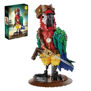 1236+pcs Pirate Parrot Building Block Set, Creative DIY Animal Model Kit for Home Decor, Great Gift and Collectible Item, Creative Building Blocks