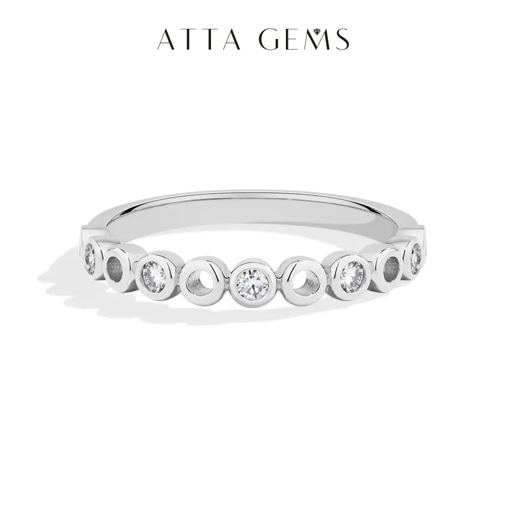 ATTAGEMS Bubble Design 2.0mm Round Cut D Color VVS1 Lab-Created Moissanite Ring for Women 925 Sterling Silver Wedding Ring Anniversary Birthday Gift Spring Statement R374 summerwins