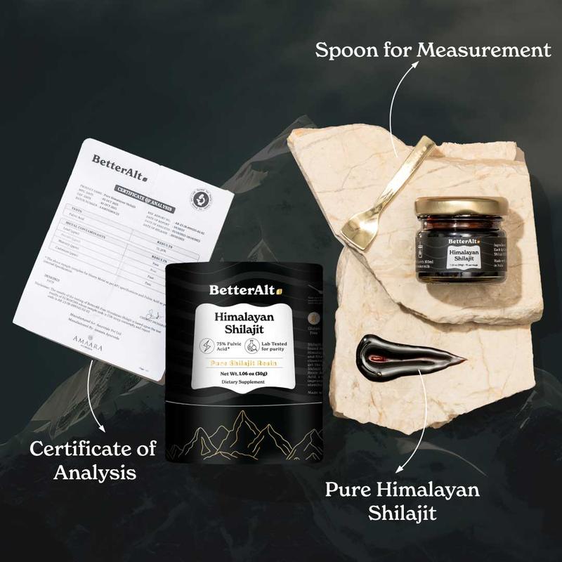 BetterAlt Pure Himalayan Shilajit Resin | Himalayan Superfood | Lab-Tested for Purity | Helps Build Energy Levels | 75 Servings | Dietary Supplement