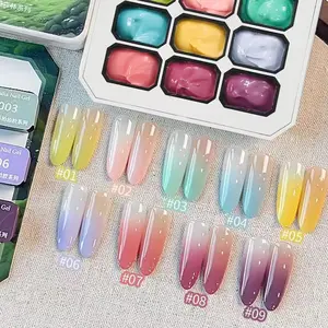 9 Color Solid Nail Glue Set, High Saturation Glossy Nail Art Kit, Fashion LED Nail Art, Perfect Gift, No Alcohol, Non-Flammable Liquid