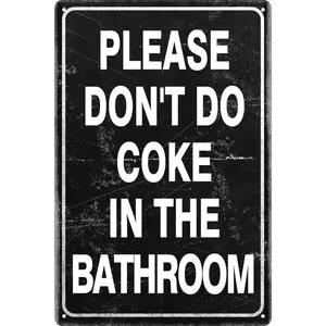 Funny Humorous Bathroom Metal Tin Sign 12x8 Inch, Vintage Retro Wall Decor for Home Bar Cafe Restroom, Novelty Gag Gift