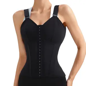 Women's Mesh Boned Corset Top, Adjustable Hook-and-eye Casual Vest for Daily Wear