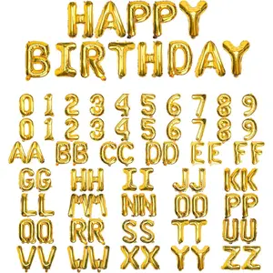 16" Letter Number Balloons, Happy Birthday, A-Z 0-9 Foil Mylar Aluminum Alphabet for Party Decorations