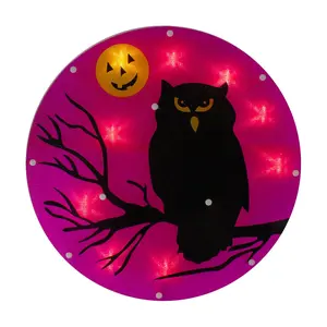Northlight 13.75" Lighted Owl Halloween Window Silhouette