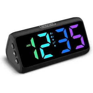 Loud Alarm Clock for Sleepers, RGB Alarm Clocks for Bedrooms Seniors Kids, Plug in Clock with 5 Dimmers, 2 Alarms, 4 Volumes and Snooze