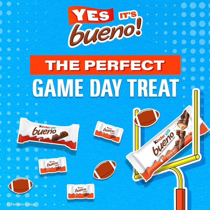Kinder Bueno Mini Milk Chocolate Bars with Hazelnut Filling, Chocolate Candy Bars for Game Day, Football Party Supplies, Snacks for Adults, 5.7 oz