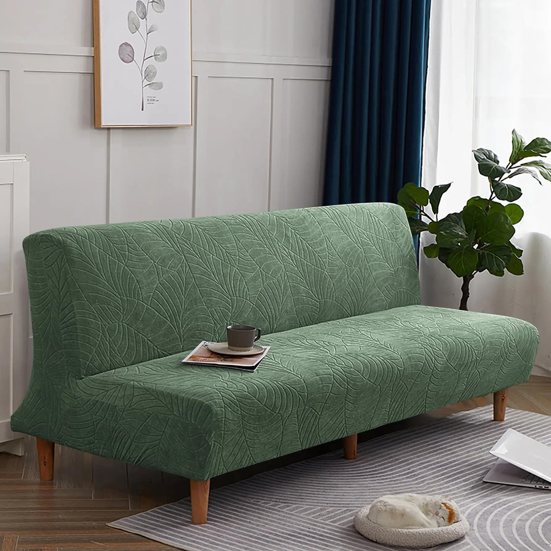 Elastic Plain Jacquard Sofa Bed Cover, Dustproof Furniture Protector, Durable Living Room Bedroom Office Decor, Easy Washable, Stretch Sofa Cover, Elastic Sofa Slipcover, Stretchable Sofa Cover, Stretch Couch Cover