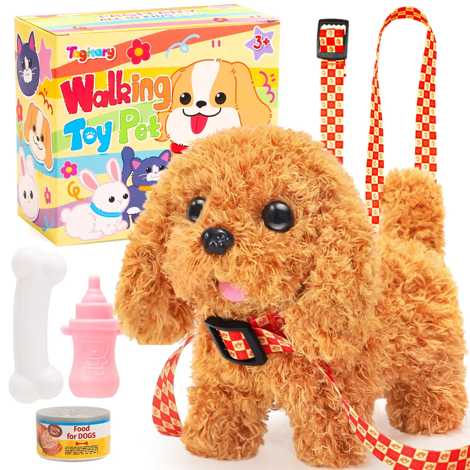 Plush Toys Puppy Electronic Toy Dogs That Walk and Bark,Tail Wagging Fake Dog Interactive Dog Toy for Kids with Leash,Easter Valentines Day Christmas Birthday Gift Springtok summerwins,summerwins