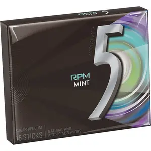 2x Wrigley's 5 Gum RPM Mint Chewing Gum - Minty Flavor Snack Candy Munchies Fresh Breath 15ct