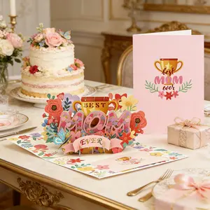 Cute 3D elephant Mother's Day greeting card, handcrafted with a grateful blessing design, featuring a lovely baby elephant. Perfect for expressing love and gratitude on Mother's Day or birthdays.        “？”。 。 ？