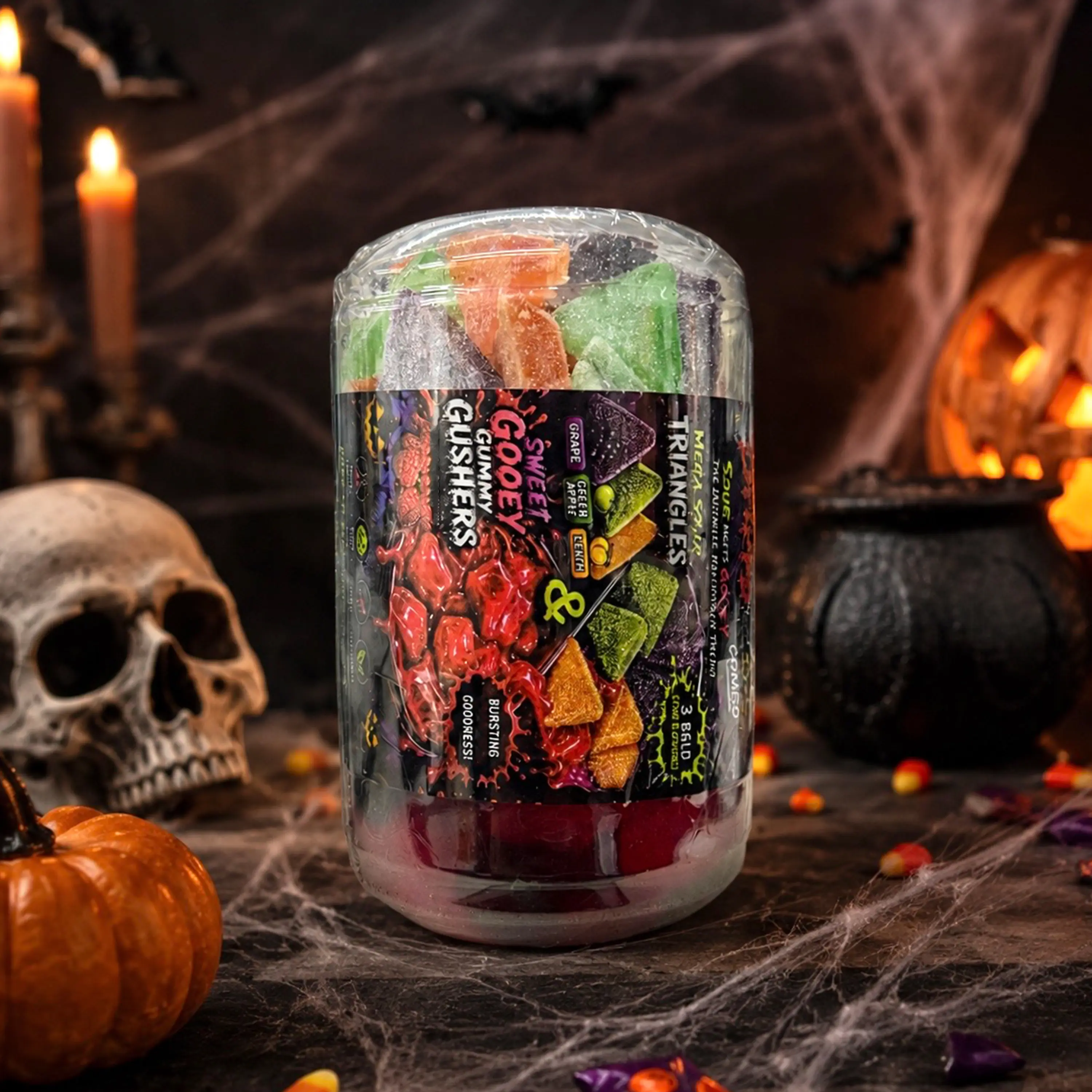 Drippy Bitez Combo – Sweet Meets Sour. The Ultimate Candy Experience. Mega Sour Triangle and Sweet Gooey Gusher Madness Combo.