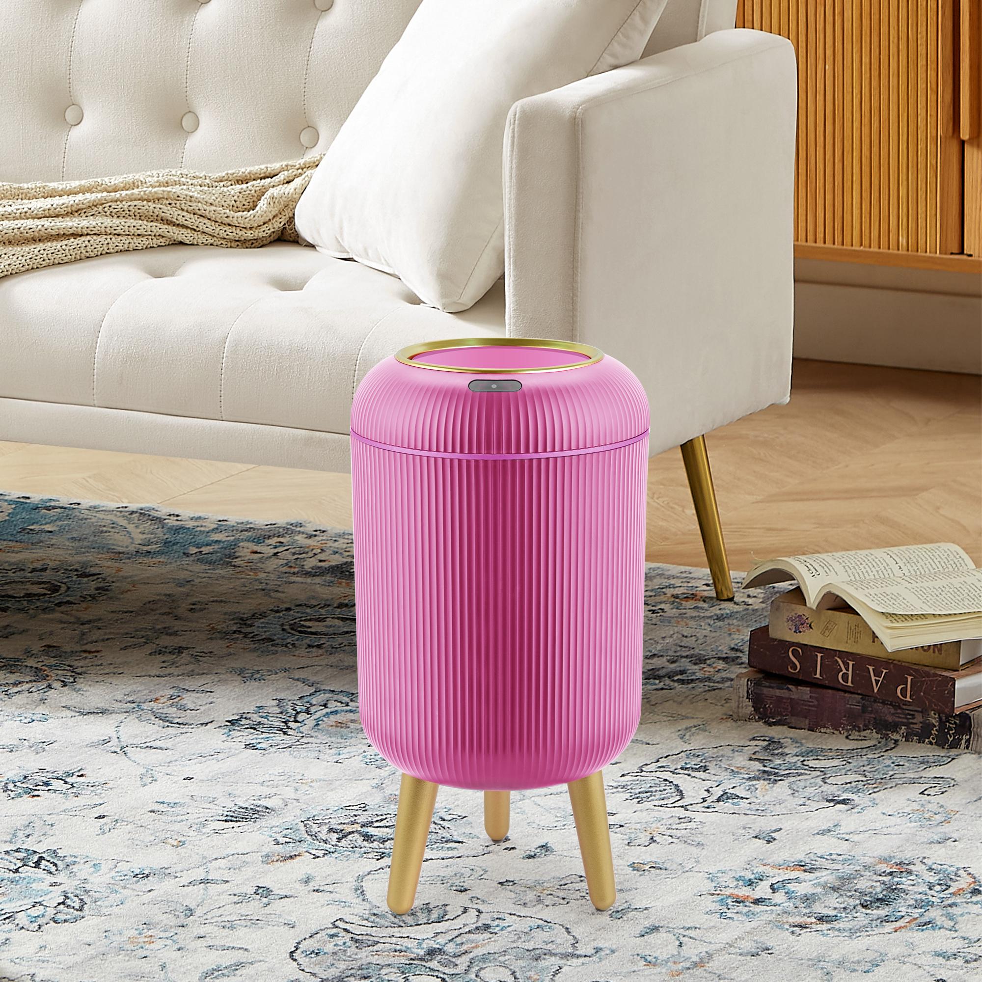 Pukomc Smart Sensor Waterproof Trash Can - Flip Top, Cute Nordic Style Design Springtok Homewares Space Saving Bins White Automatic Dispenser Bathroom Accessories