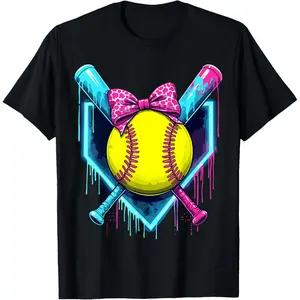 Softball Ice Cream Dripping Softball T-Shirt Graphic tees