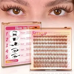 Brown Lashes Clusters Wispy Eyelash Clusters Natural Cluster Eylash Extensions Fluffy Eye Lash Clusters 8-16mm Cluster Eyelashes Soft Lightweight Individual Lashes with Thin Band (Drifter Brown)