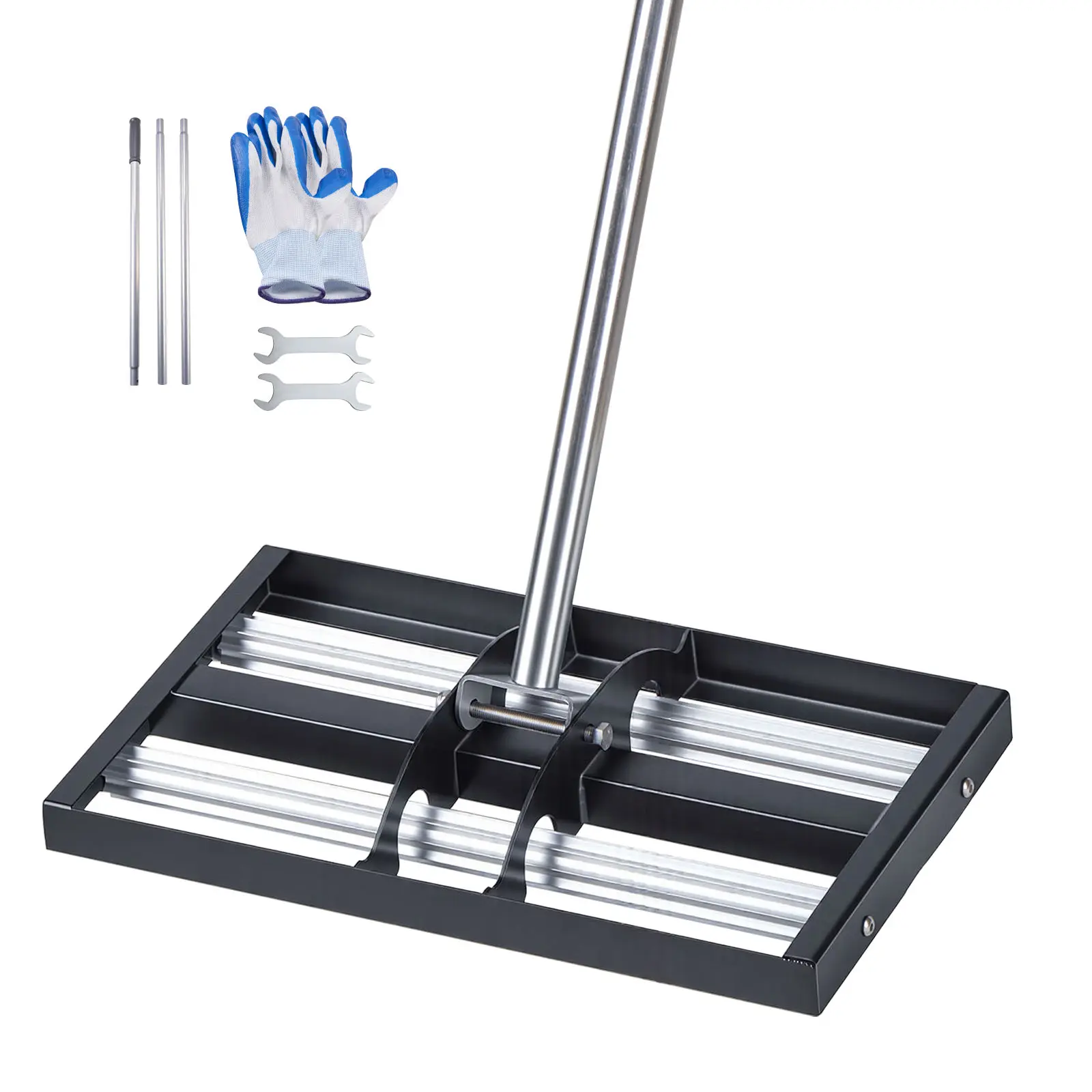 【SummerFinds】VEVOR Updated Lawn Leveling Rake with Roller, 17" x 10" Stainless Steel Lawn Leveler with 63.4" Adjustable Handle, Heavy Duty Yard Leveling Rake, Effort Saving Lawn Leveling Tool for Yard Golf Court