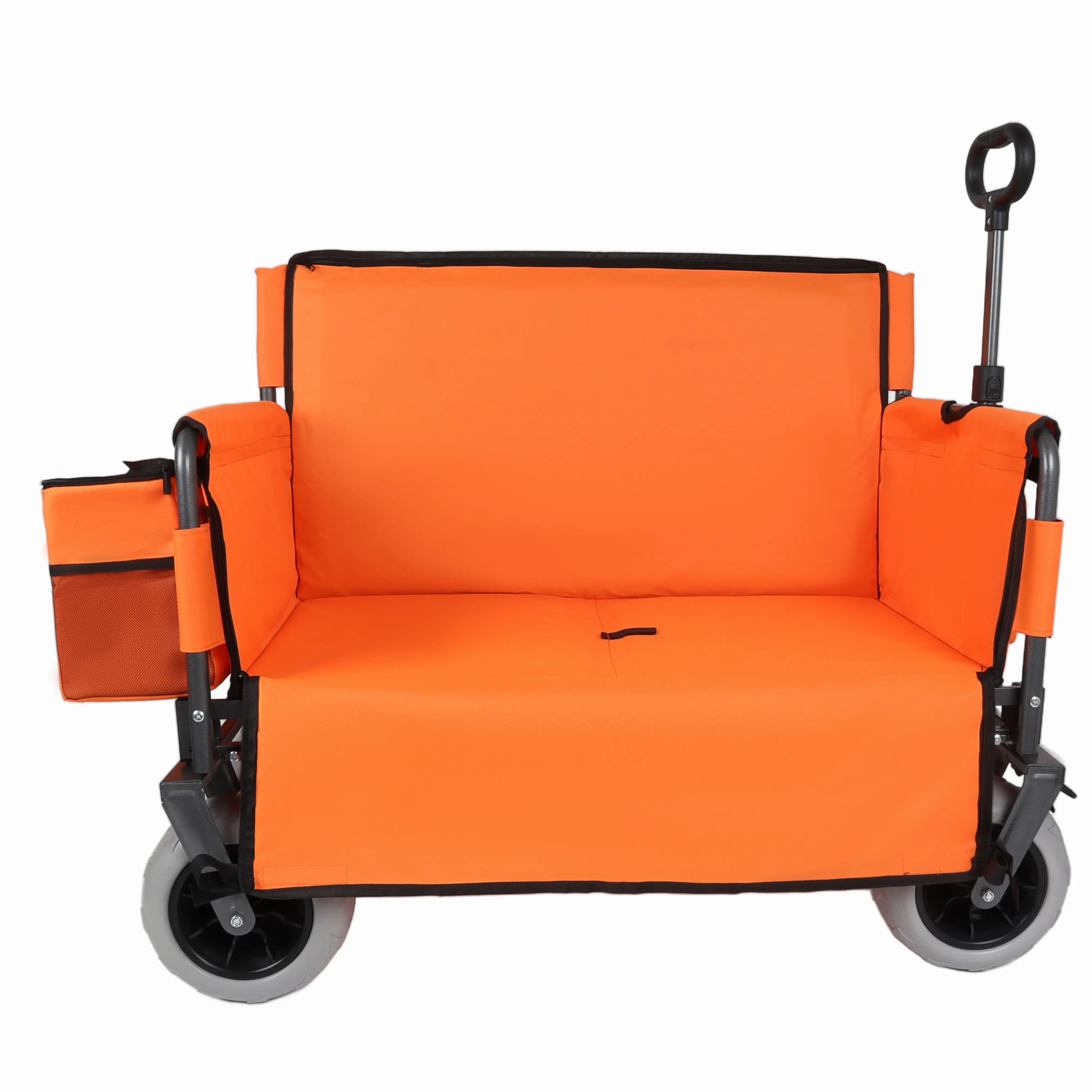 Folding Wagon with Bench Seat & 500 lbs Capacity patent protection -3-in-1 Collapsible Utility Cart with All-Terrain Beach Tires for Camping, Includes 1 ice pack, Beach, Groceries, Outdoor