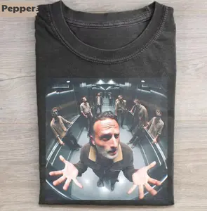 The Walking Dead Vintage Graphic Tees, Rick Grimes in an elevator with The Walking Dead T-Shirt, TV Series Tee, Unisex Meme Cringe Funny Shirt, Gifts, Menswear Womenswear Streetwear Cotton Comfort
