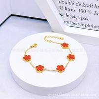 Five-flower double-sided bracelet red