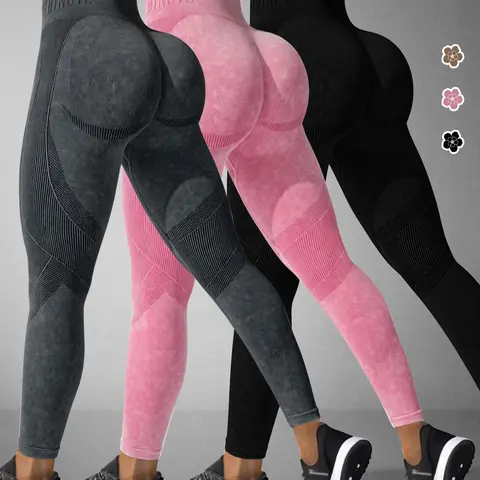 Women's Solid Washed Sporty Tight Pants, Skinny Yoga Bottoms, High Waist Butt Lifting, Quick-Dry Comfortable Gym Wear, All-Season Workout Pants, Athleisure Bottoms, High Waist Activewear, Fitness Apparel
