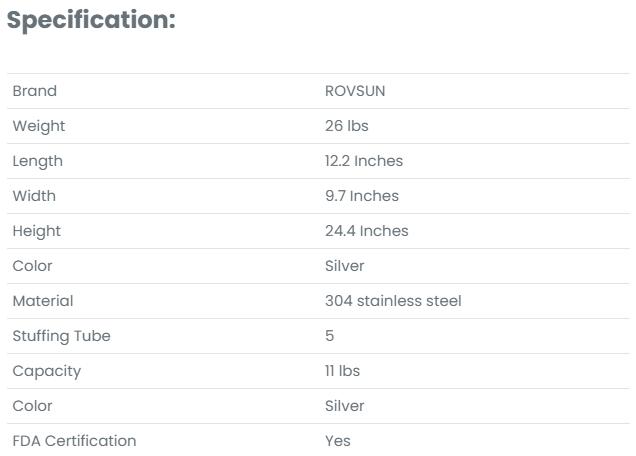 [TOP RATED - FLASH SALE] ROVSUN 11 lbs Manual Sausage Stuffer with 5 Stuffing Tubes