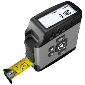 2-in-1 Digital Tape Measure - Ft/Ft+in/in/M/cm/mm 16Ft Tape Measure, Backlit Display USB Rechargeable Tape Measure with Display, 20 Groups Historical Memory  DT20 (Grey)