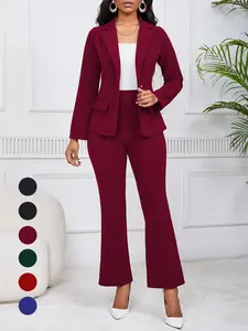 Women's Solid Color Lapel Neck Blazer & Blazer Trouser Two-piece Set, Casual Fitted Two Piece for Daily Outdoor Wear, Ladies Clothes for All Seasons, Women Suits, Business Attire Clothes, Formal Workwear