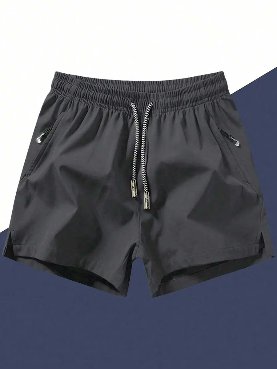 YAMAN Men's Anti-Lost Zipper Pocket Drawstring Waistband Sports Shorts With Unique Design
