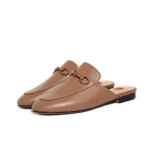 Women's Mules Low Heel Flats Leather Slip On Backless Sandals for Girls Lady Work Slides Footwear Shoe Insole  Walking Shoes