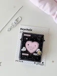 Minimalist 2-Inch Photo Album Keychain Pendant, Heart-Shaped Cutout Design, Steady Happiness, Time Machine of Love, Perfect Accessory for Fans and Young Girls, Trendy Cute Keychain