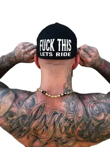 TheDriveClothing FK THIS BACK STYLE FLEXFIT COTTON HAT – Black Fitted Cap, Mid Profile Structured Design, Stretch Fit Streetwear Hat