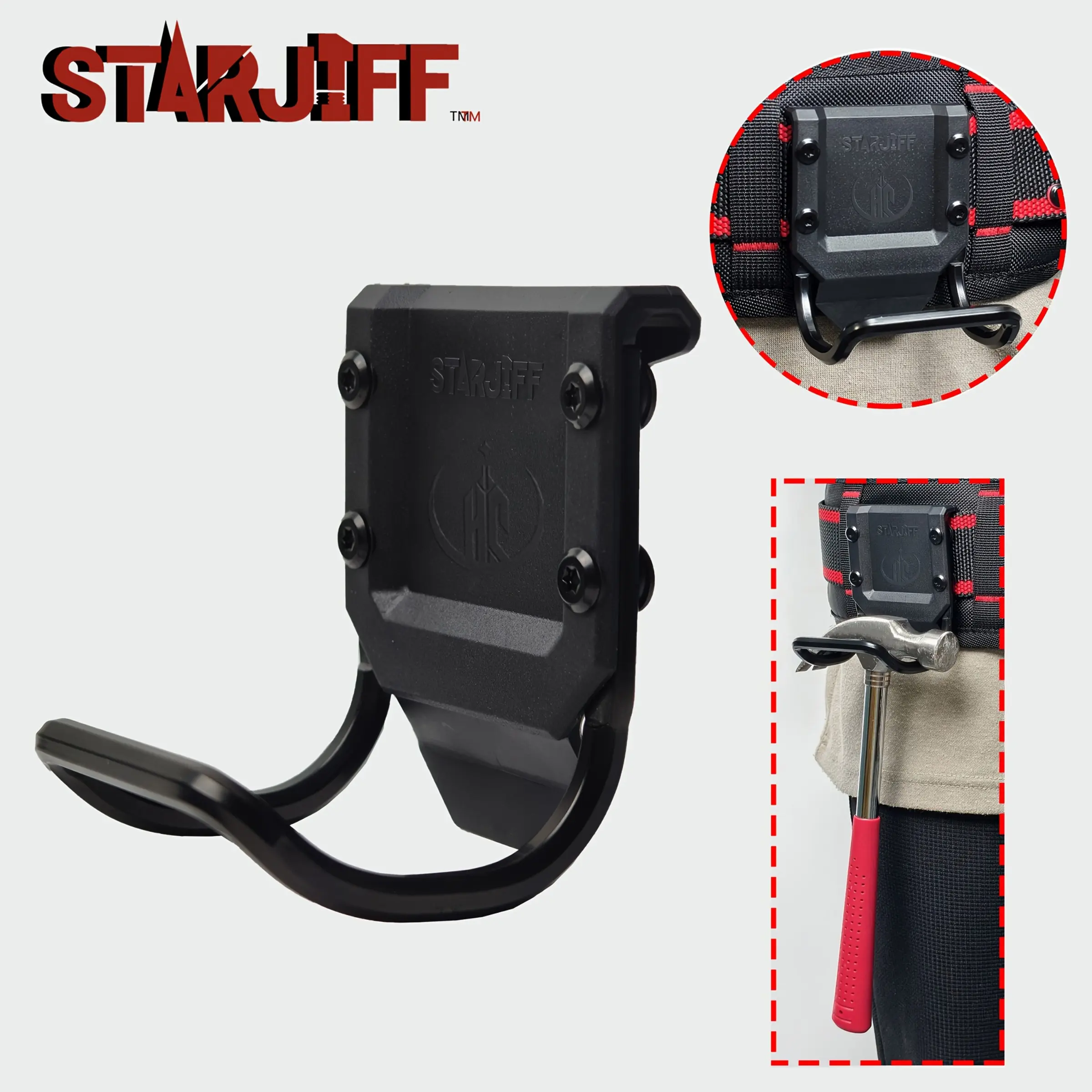 STARJIFF Durable Belt Hammer Holder, Easy Carry Design, Solid Rivet Structure, Half Matte Finish, Weather Resistant, Tool Storage, Ideal for Construction, Woodworking, Outdoor Use, Tool Pouch With Belt Clip, Tool Belt Organizer, Tool Organisers