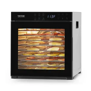 VEVOR 10 Trays Food Dehydrator Machine Stainless Steel 1000W Jerky Meat Fruit Drying